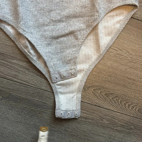 Roxy Waffle Knit Bodysuit Gray SM208 - Picture 4 of 8